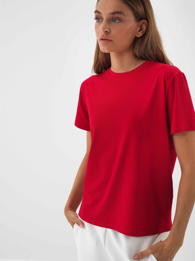 Modal Cotton Basic T-Shirt Red