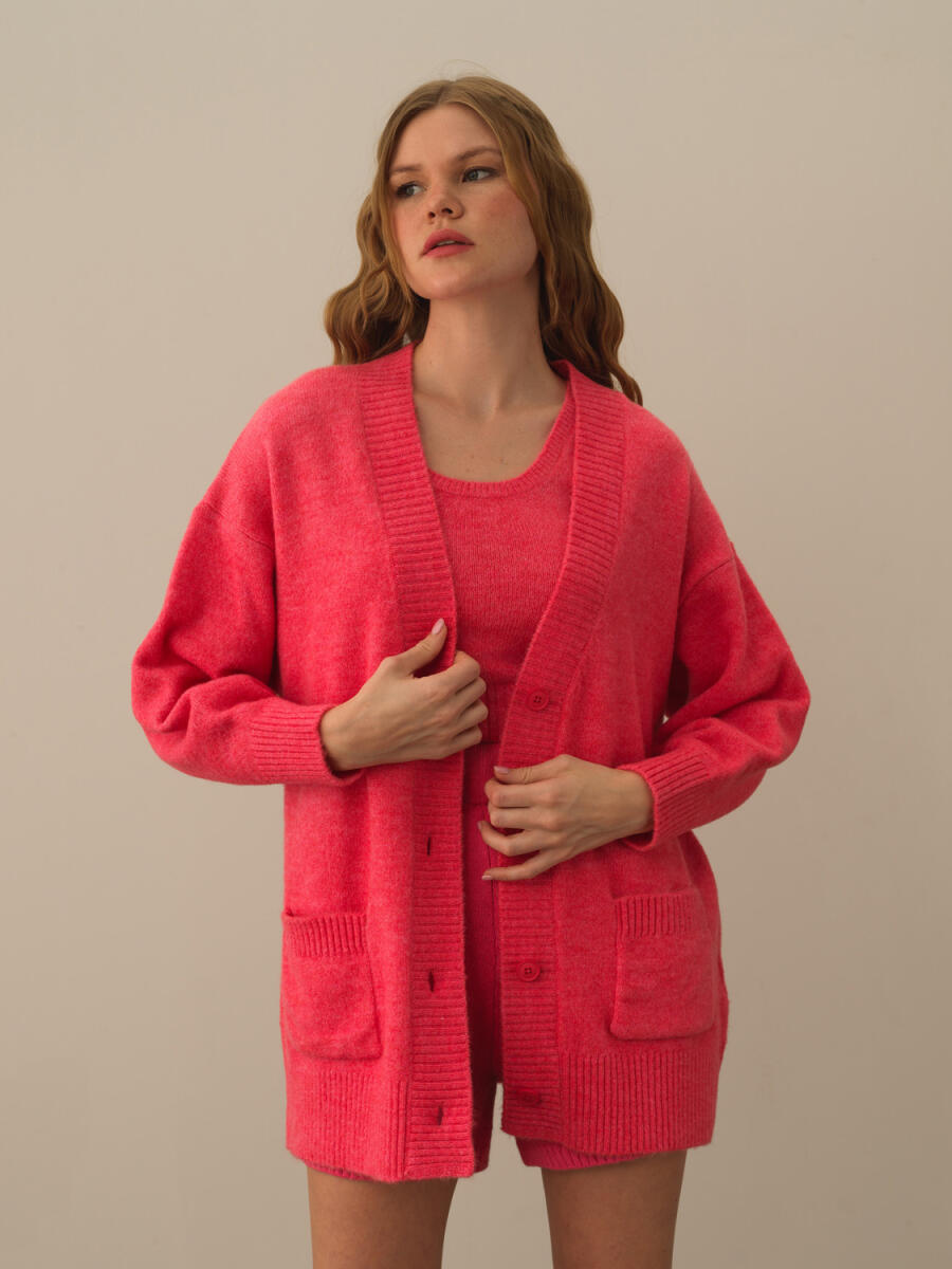 Buttoned Oversized Cardigan - 1