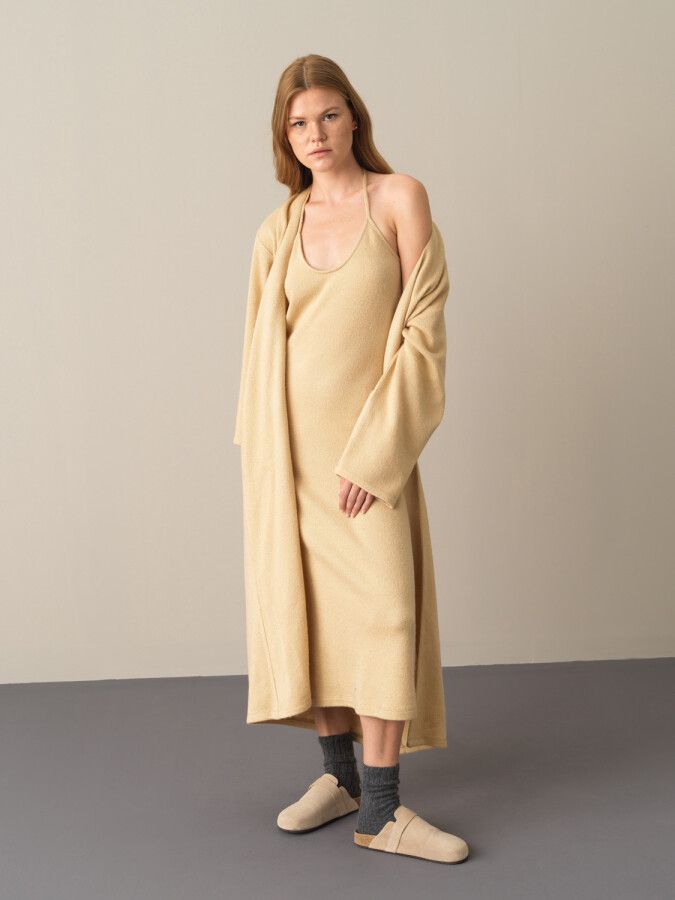 Oversized Long Cardigan Beige