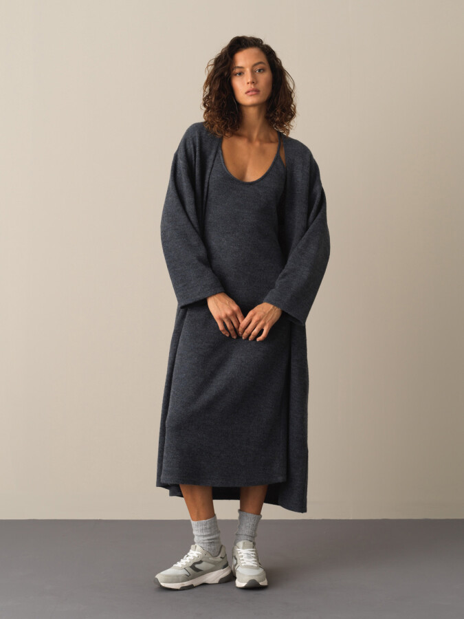 Oversized Long Cardigan Anthracite