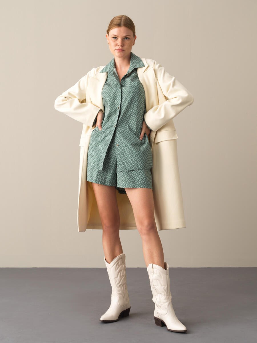 Button and Pocket Detailed Oversized Coat - 6