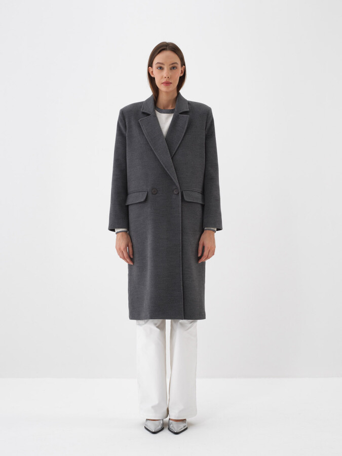 Buttoned Oversized Coat Gray