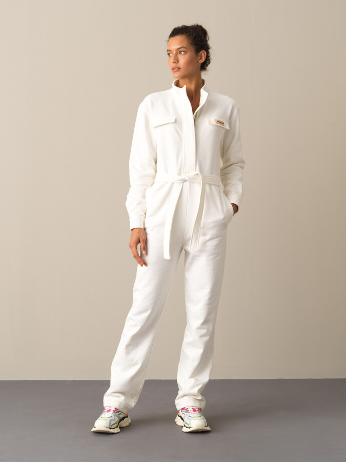 100% Cotton Regular Fit Jumpsuit White