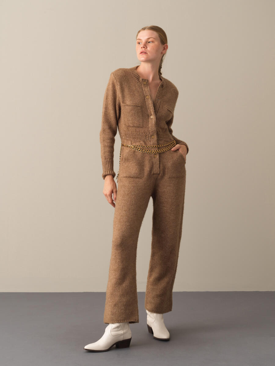 Regular Fit Pocketed Knitted Jumpsuit - 6