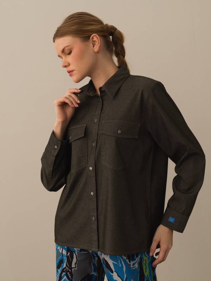 Cotton Oversized Shirt Gray