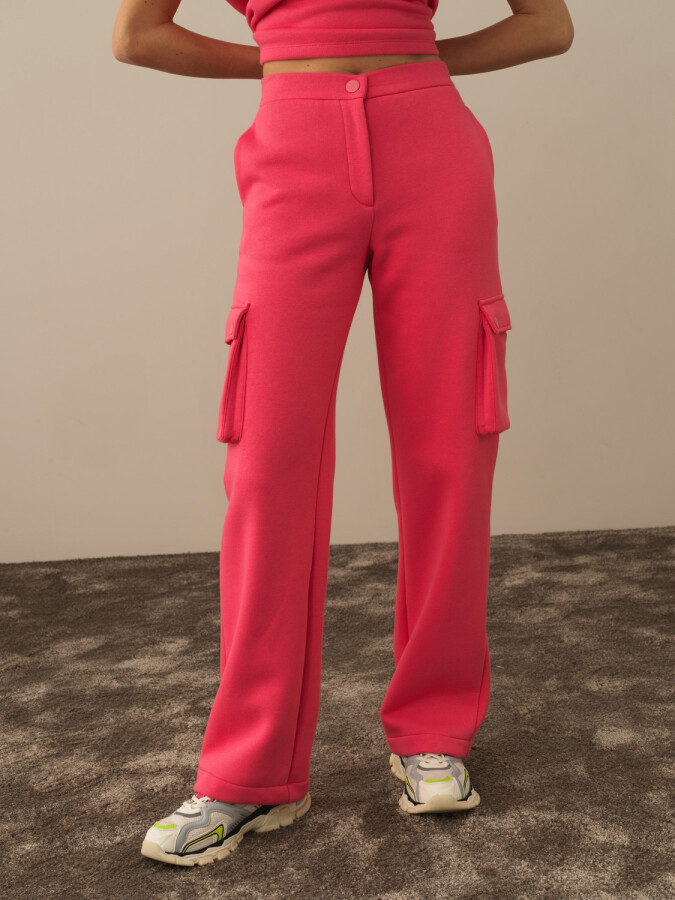 Cotton Oversized Cargo Pants Pink