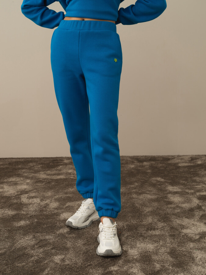 Cotton Regular Fit Basic Sweat Pants Blue