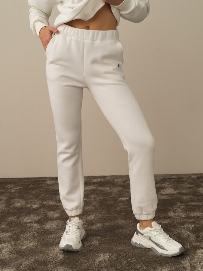 Cotton Regular Fit Basic Sweat Pants White