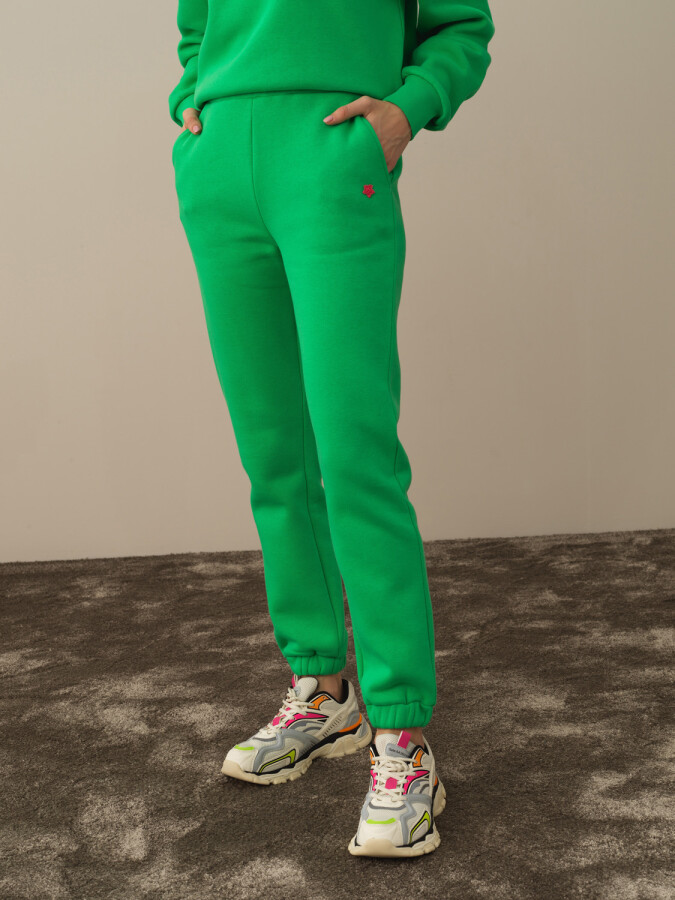 Cotton Regular Fit Basic Sweat Pants Green