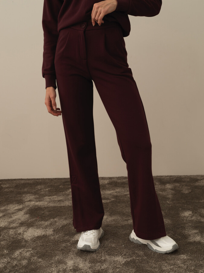 Cotton Regular Fit Sweat Pants Burgundy