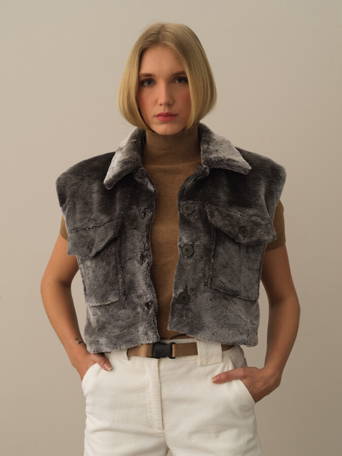 Oversized Plush Vest - Xint